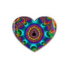 3d Glass Frame With Kaleidoscopic Color Fractal Imag Heart Coaster (4 Pack)  by Simbadda