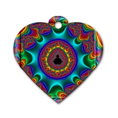 3d Glass Frame With Kaleidoscopic Color Fractal Imag Dog Tag Heart (one Side) by Simbadda