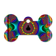 3d Glass Frame With Kaleidoscopic Color Fractal Imag Dog Tag Bone (one Side) by Simbadda