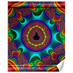 3d Glass Frame With Kaleidoscopic Color Fractal Imag Canvas 11  X 14   by Simbadda