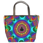 3d Glass Frame With Kaleidoscopic Color Fractal Imag Bucket Bags Back