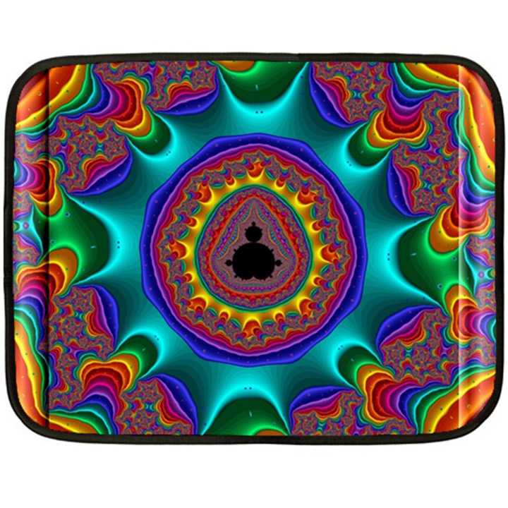 3d Glass Frame With Kaleidoscopic Color Fractal Imag Fleece Blanket (Mini)