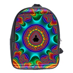 3d Glass Frame With Kaleidoscopic Color Fractal Imag School Bags(large)  by Simbadda