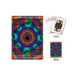 3d Glass Frame With Kaleidoscopic Color Fractal Imag Playing Cards (mini)  by Simbadda