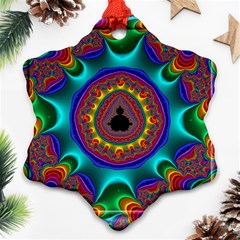 3d Glass Frame With Kaleidoscopic Color Fractal Imag Snowflake Ornament (two Sides) by Simbadda