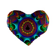 3d Glass Frame With Kaleidoscopic Color Fractal Imag Standard 16  Premium Heart Shape Cushions by Simbadda