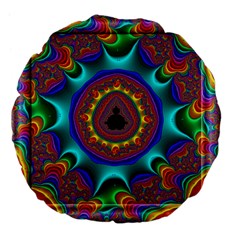 3d Glass Frame With Kaleidoscopic Color Fractal Imag Large 18  Premium Flano Round Cushions by Simbadda