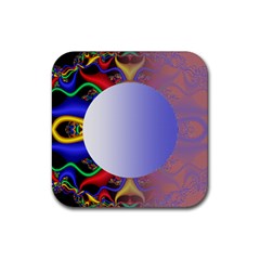 Texture Circle Fractal Frame Rubber Coaster (square)  by Simbadda