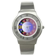 Texture Circle Fractal Frame Stainless Steel Watch by Simbadda