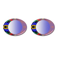 Texture Circle Fractal Frame Cufflinks (oval) by Simbadda