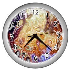 Space Abstraction Background Digital Computer Graphic Wall Clocks (silver)  by Simbadda