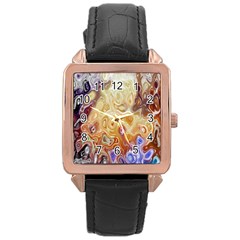 Space Abstraction Background Digital Computer Graphic Rose Gold Leather Watch  by Simbadda