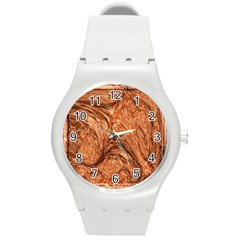 3d Glass Frame With Fractal Background Round Plastic Sport Watch (m) by Simbadda