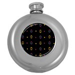 Abstract A Colorful Modern Illustration Black Background Round Hip Flask (5 oz) Front