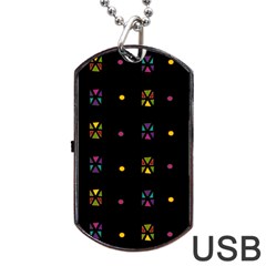 Abstract A Colorful Modern Illustration Black Background Dog Tag Usb Flash (two Sides)