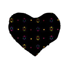 Abstract A Colorful Modern Illustration Black Background Standard 16  Premium Flano Heart Shape Cushions by Simbadda