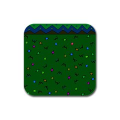 Green Abstract A Colorful Modern Illustration Rubber Square Coaster (4 Pack)  by Simbadda