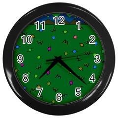 Green Abstract A Colorful Modern Illustration Wall Clocks (black) by Simbadda