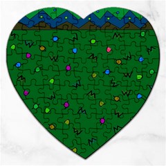 Green Abstract A Colorful Modern Illustration Jigsaw Puzzle (heart) by Simbadda