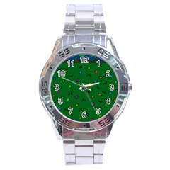 Green Abstract A Colorful Modern Illustration Stainless Steel Analogue Watch by Simbadda