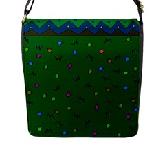 Green Abstract A Colorful Modern Illustration Flap Messenger Bag (l)  by Simbadda