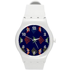 Abstract A Colorful Modern Illustration Round Plastic Sport Watch (m) by Simbadda