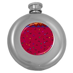 Red Abstract A Colorful Modern Illustration Round Hip Flask (5 Oz) by Simbadda