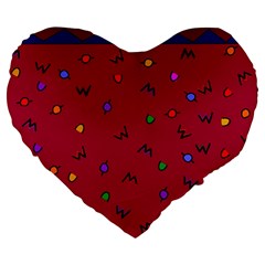 Red Abstract A Colorful Modern Illustration Large 19  Premium Flano Heart Shape Cushions by Simbadda