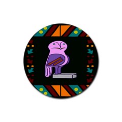 Owl A Colorful Modern Illustration For Lovers Rubber Coaster (round)  by Simbadda