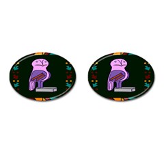 Owl A Colorful Modern Illustration For Lovers Cufflinks (oval) by Simbadda