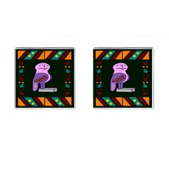 Owl A Colorful Modern Illustration For Lovers Cufflinks (square) by Simbadda