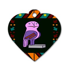 Owl A Colorful Modern Illustration For Lovers Dog Tag Heart (two Sides) by Simbadda