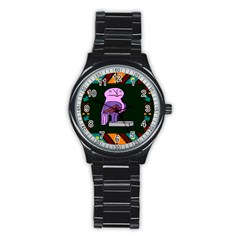 Owl A Colorful Modern Illustration For Lovers Stainless Steel Round Watch by Simbadda