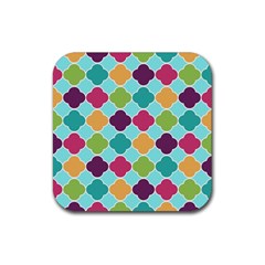 Colorful Quatrefoil Pattern Wallpaper Background Design Rubber Coaster (square)  by Simbadda