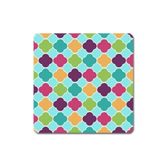 Colorful Quatrefoil Pattern Wallpaper Background Design Square Magnet by Simbadda