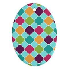 Colorful Quatrefoil Pattern Wallpaper Background Design Oval Ornament (two Sides) by Simbadda