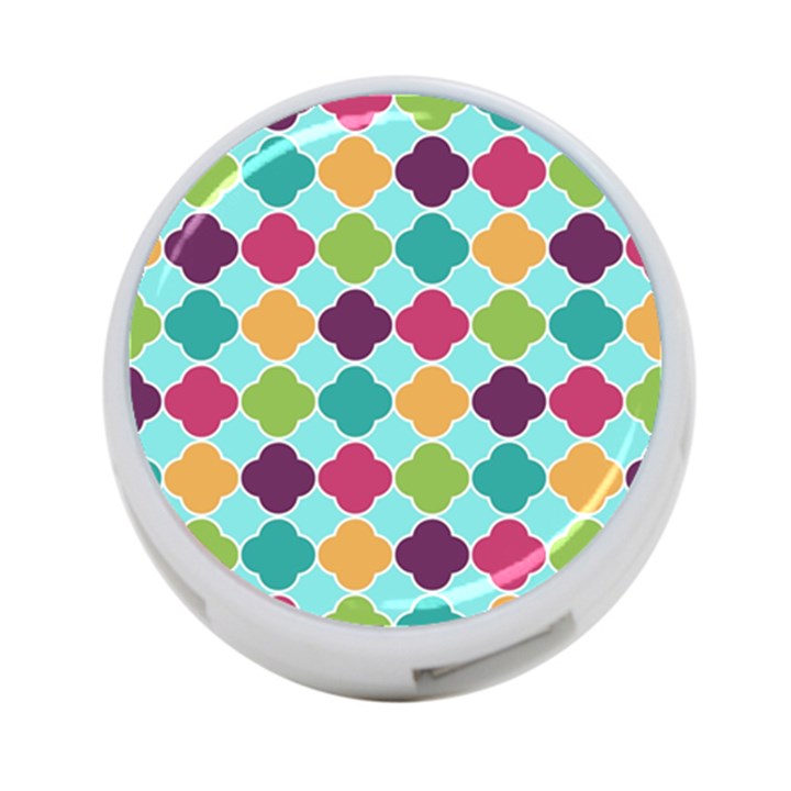 Colorful Quatrefoil Pattern Wallpaper Background Design 4-Port USB Hub (Two Sides) 