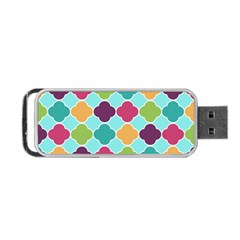 Colorful Quatrefoil Pattern Wallpaper Background Design Portable Usb Flash (two Sides) by Simbadda