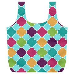 Colorful Quatrefoil Pattern Wallpaper Background Design Full Print Recycle Bags (l)  by Simbadda