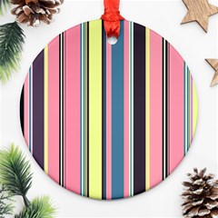 Seamless Colorful Stripes Pattern Background Wallpaper Ornament (round) by Simbadda