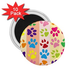 Colorful Animal Paw Prints Background 2 25  Magnets (10 Pack) 