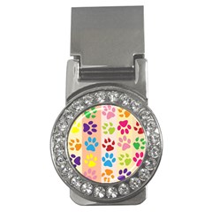 Colorful Animal Paw Prints Background Money Clips (cz)  by Simbadda