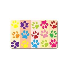 Colorful Animal Paw Prints Background Magnet (name Card) by Simbadda