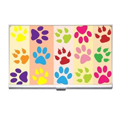 Colorful Animal Paw Prints Background Business Card Holders by Simbadda