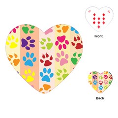 Colorful Animal Paw Prints Background Playing Cards (heart)  by Simbadda