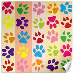 Colorful Animal Paw Prints Background Canvas 16  X 16   by Simbadda