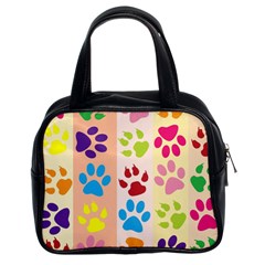 Colorful Animal Paw Prints Background Classic Handbags (2 Sides) by Simbadda