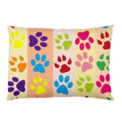 Colorful Animal Paw Prints Background Pillow Case by Simbadda