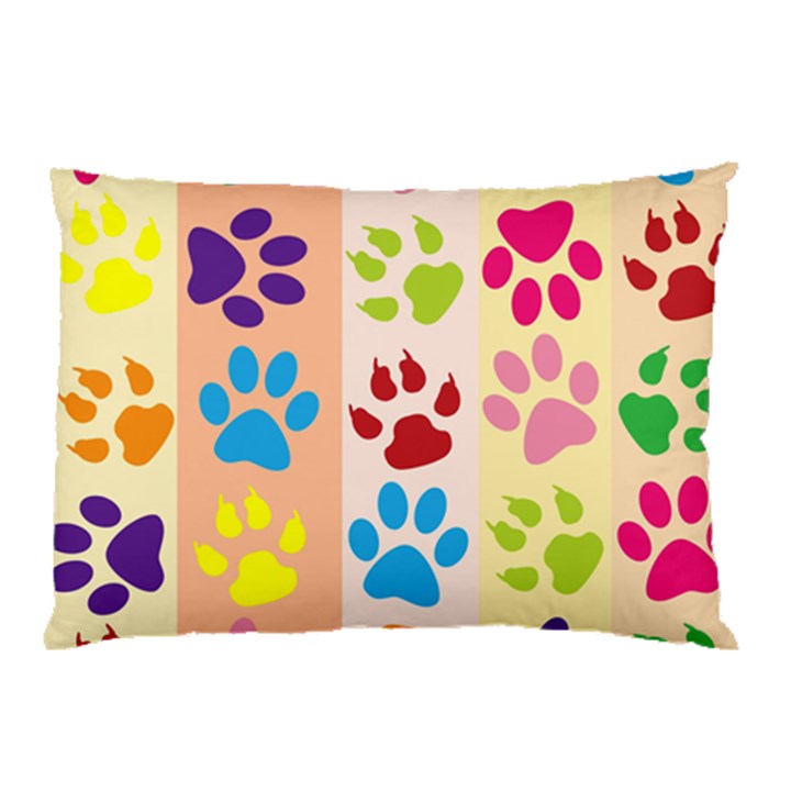 Colorful Animal Paw Prints Background Pillow Case