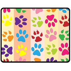 Colorful Animal Paw Prints Background Fleece Blanket (medium)  by Simbadda